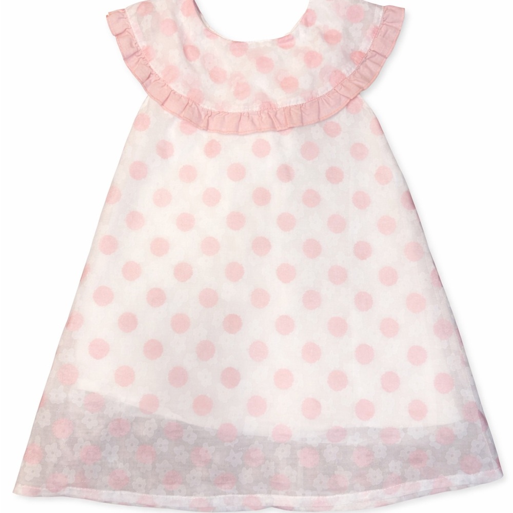 Doe A Dear Girls Pink Polka Dot & Floral Dress